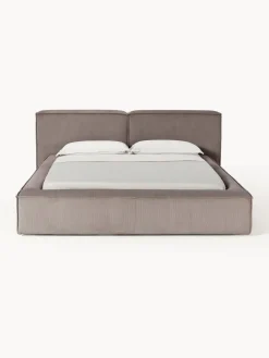 Cama tapizada en pana Lennon, con espacio de almacenamiento