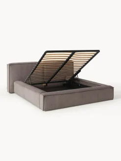 Cama tapizada en pana Lennon, con espacio de almacenamiento