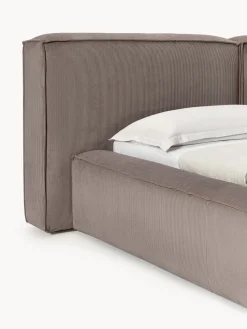 Cama tapizada en pana Lennon, con espacio de almacenamiento