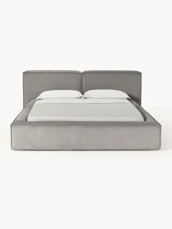 Cama tapizada en pana Lennon, con espacio de almacenamiento