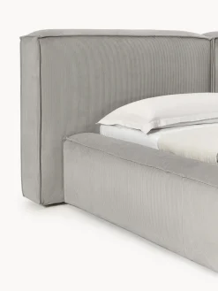 Cama tapizada en pana Lennon, con espacio de almacenamiento