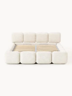 Cama tapizada en tejido bouclé con espacio de almacenamiento Tayla