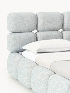 Cama tapizada en tejido bouclé con espacio de almacenamiento Tayla