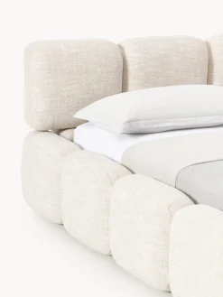 Cama tapizada en tejido bouclé Tayla