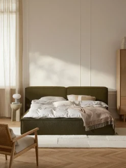 Cama tapizada en tejido bouclé Lennon