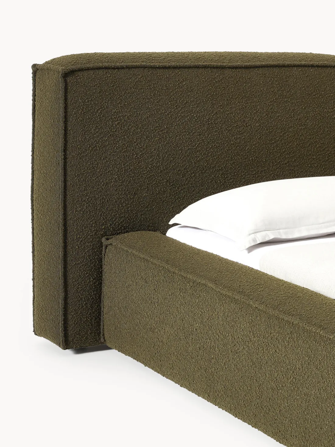 Cama tapizada en tejido bouclé Lennon