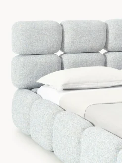 Cama tapizada en tejido bouclé Tayla