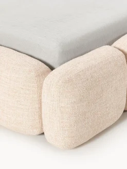 Cama tapizada en tejido bouclé con espacio de almacenamiento Tayla