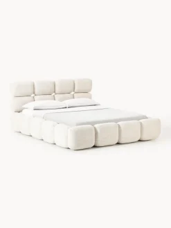 Cama tapizada en tejido bouclé Tayla