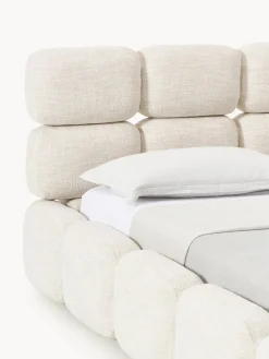 Cama tapizada en tejido bouclé Tayla