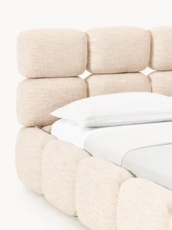 Cama tapizada en tejido bouclé Tayla
