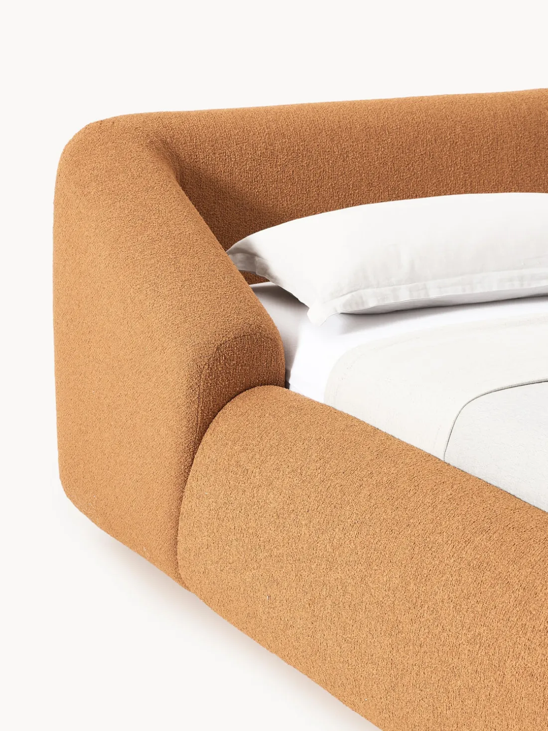 Cama tapizada en tejido bouclé Sofia