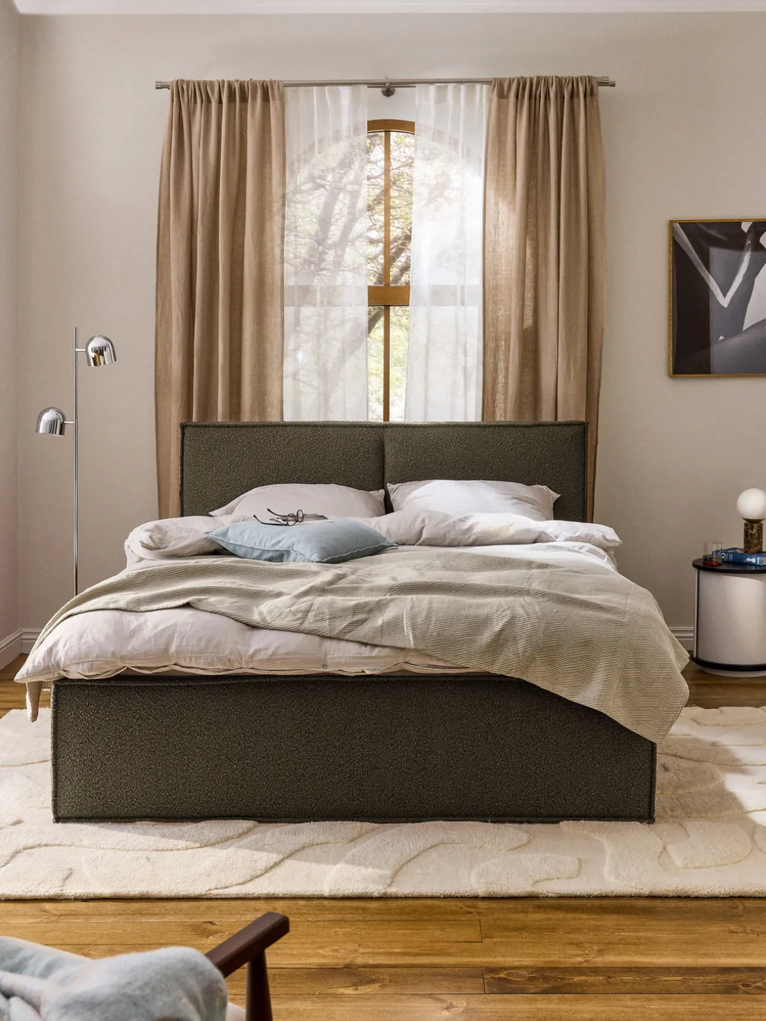 Cama tapizada en tejido bouclé Dream