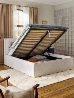 Cama tapizada en tejido bouclé con espacio de almacenamiento Dream