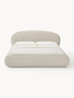 Cama tapizada redondeada en tejido bouclé Alba