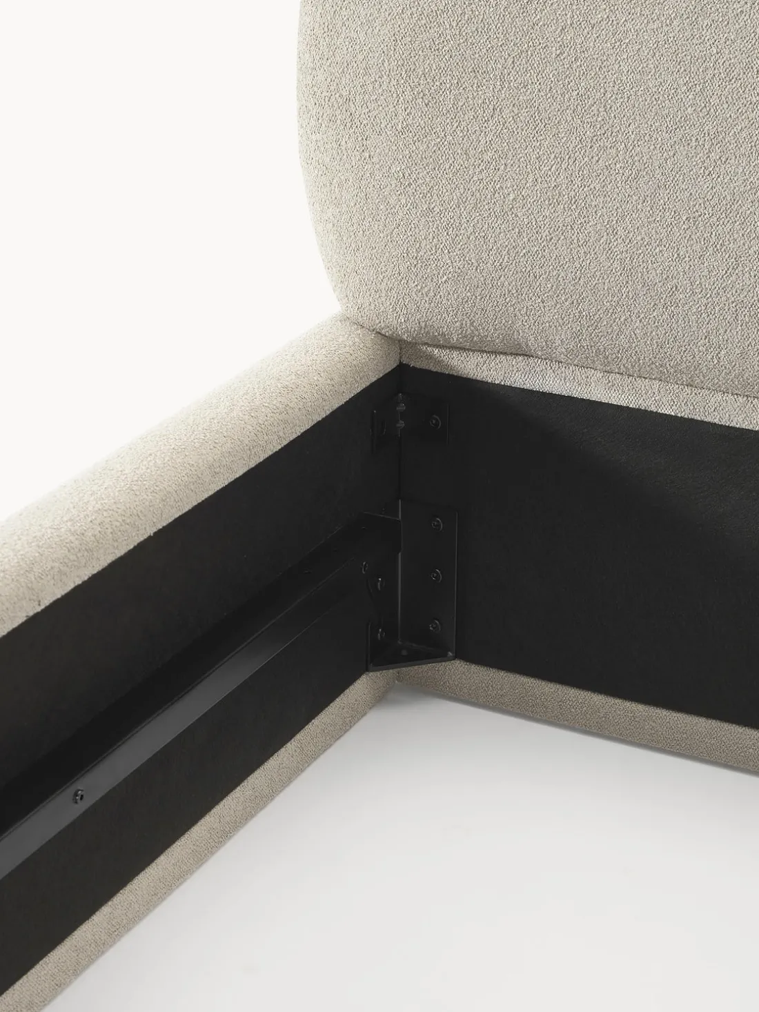 Cama tapizada redondeada en tejido bouclé Alba