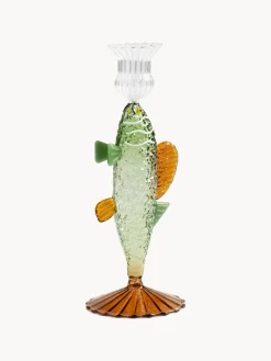 Candelabro artesanal de vidrio borosilicato Fish