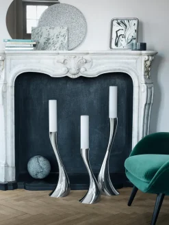 Candelabro de acero inoxidable con forma orgánica Cobra, 60 cm