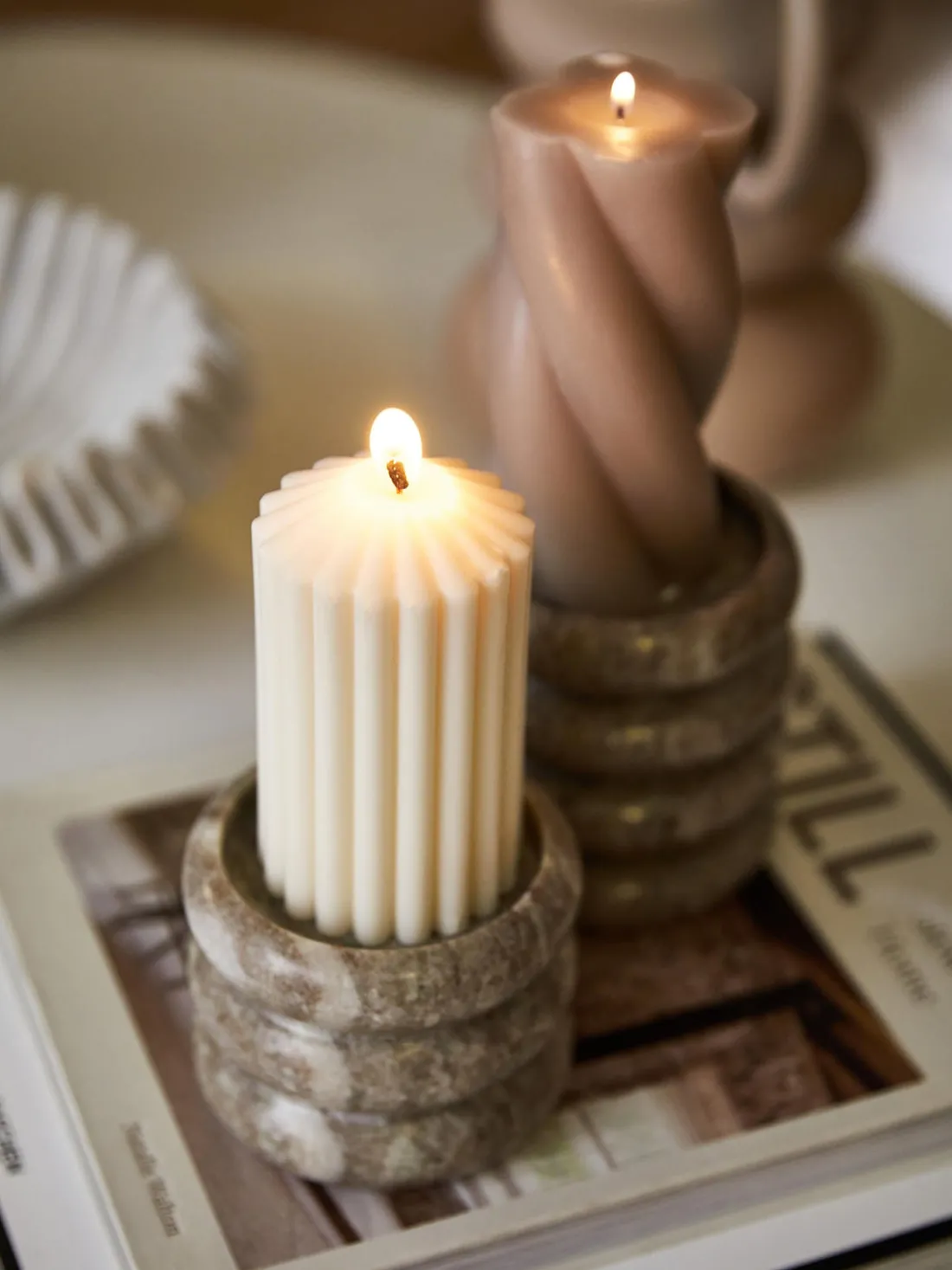 Candelabros de mármol Orta, 2 uds.