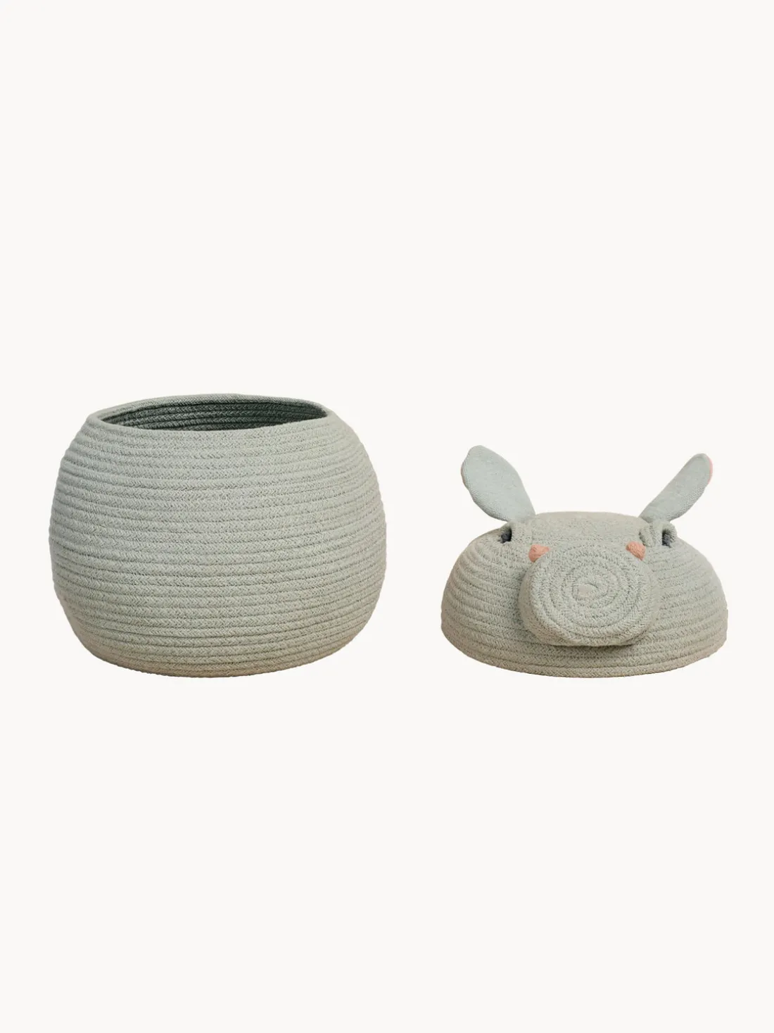 Cesta de almacenamiento artesanal con tapa Henry the Hippo