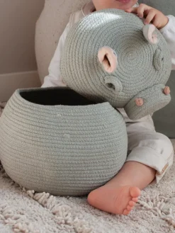 Cesta de almacenamiento artesanal con tapa Henry the Hippo