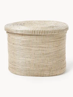 Cesta de ropa doble de junco marino con tapa Aleya