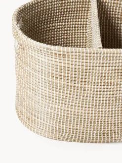 Cesta de ropa doble de junco marino con tapa Aleya