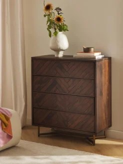 Cómoda de madera de mango con diseño espiga Luca