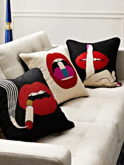 Cojín artesanal de lana Lips Hush