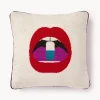 Cojín decorativo artesanal de lana con motivo de labios Full Dose