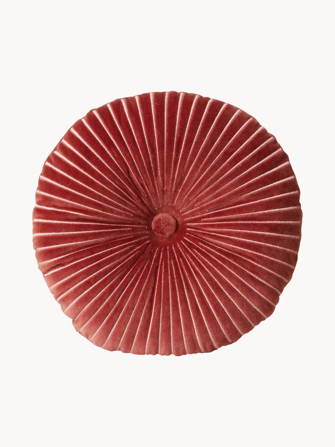 Cojín redondo artesanal de algodón Ripple, Ø 35 cm