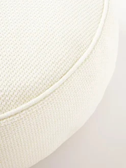 Cojín redondo en tejido bouclé con ribete Aya