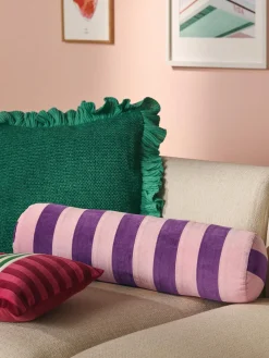 Cojín rulo de terciopelo patchwork Remus