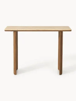 Consola de madera de roble con tablero de travertino Chandler