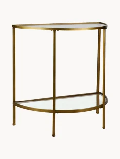 Consola de recibidor semicircular de vidrio con acabado envejecido Goddess