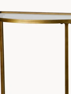 Consola de recibidor semicircular de vidrio con acabado envejecido Goddess