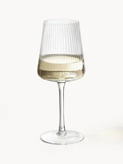 Copas de vino blanco artesanales con relieves Cami, 4 uds.