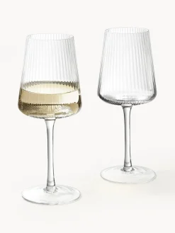 Copas de vino blanco artesanales con relieves Cami, 4 uds.