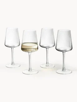 Copas de vino blanco artesanales con relieves Cami, 4 uds.