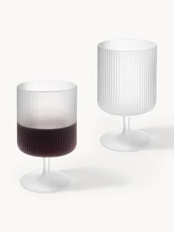 Copas de vino sopladas con relieves Ripple, 2 uds.