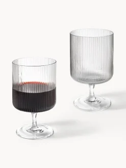 Copas de vino sopladas con relieves Ripple, 2 uds.