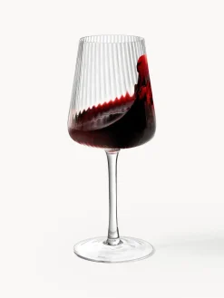 Copas de vino tinto artesanales con relieves Cami, 4 uds.