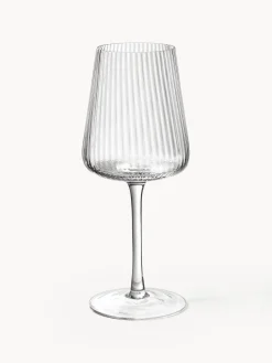Copas de vino tinto artesanales con relieves Cami, 4 uds.