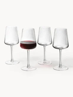 Copas de vino tinto artesanales con relieves Cami, 4 uds.