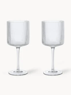Copas de vino tinto sopladas con relieve Ripple, 2 uds.
