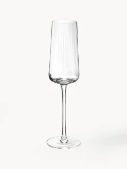 Copas flauta de champán artesanales con relieves Cami, 4 uds.