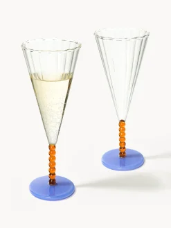 Copas flauta de champán artesanal Perle, 2 uds.