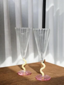 Copas flauta de champán artesanal Curve, 2 uds.