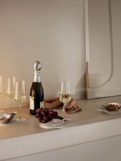 Copas flauta de champán de cristal con relieves Bernadotte, 6 uds.