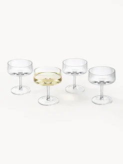 Copas pompadour de champán artesanales con relieves Cami, 4 uds.